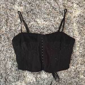La Hearts Black Cropped Camisole Bustier
